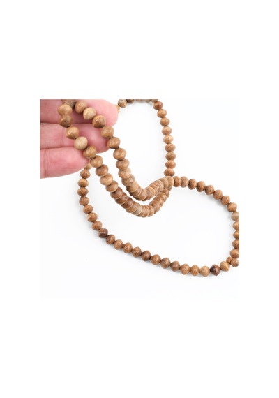 Mango Ağacı 99luk Tekerlek Kesim 7.5x6.5mm Namaz Tesbihi Bej