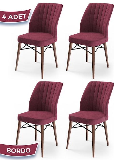 Canisa Concept Flex Serisi Bordo Renk /gürgen Ayaklı 4 Adet Sandalye Bordo