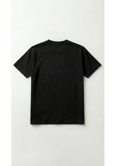 Unisex Düz Renk Bisiklet Yaka Basic Tişört Siyah
