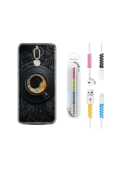 Huawei Mate 10 Lite Kılıf Kablo Koruyuculu Bi Kahve 1904
