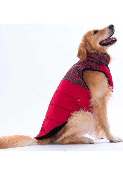 Pawstar Kırmızı Elgin Paws Su İtici Orta-büyük Irk Köpek Puf Yelek Yağmurluk
