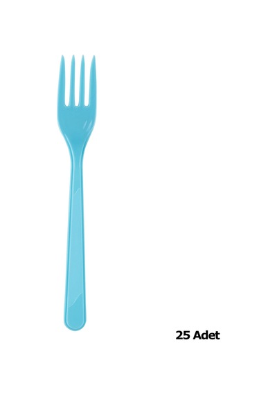 Plastik Turkuaz Renkli Lüx Parti Doğum Günü Çatal - 18 Cm. - 25 Adetlik Paket Turkuaz