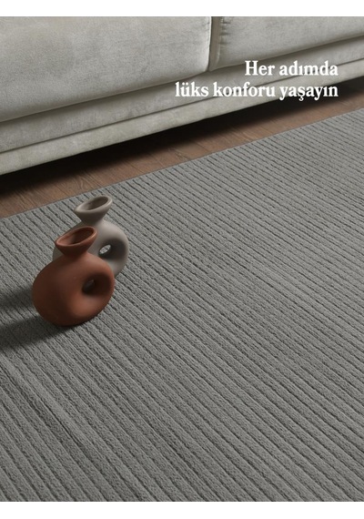 Gri Yumuşak Dokulu Jüt Taban Halı Kilim Salon Mutfak Koridor Yolluk Dokuma 9mm Antialerjik
