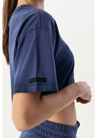 Maraton Comfort Kadın Bisiklet Yaka Mor Crop Top Mor