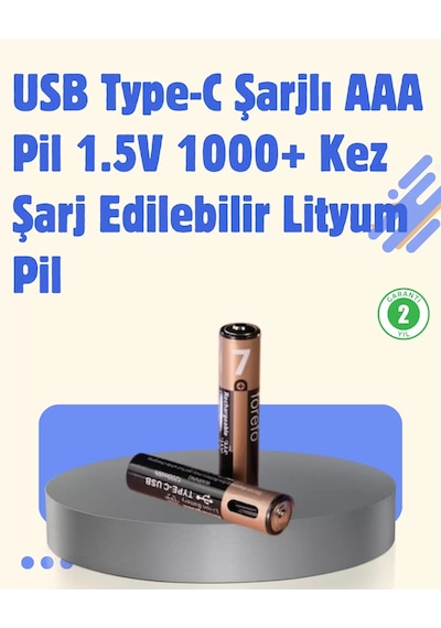Usb Type-c Şarjlı Aaa Lityum Pil 1000+ Şarj Döngüsü İle Uzun Ömür Mh-hs4107-4759