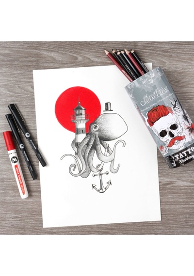 Tattoo Sketching Set N:40083 14'lü Metal Kutu