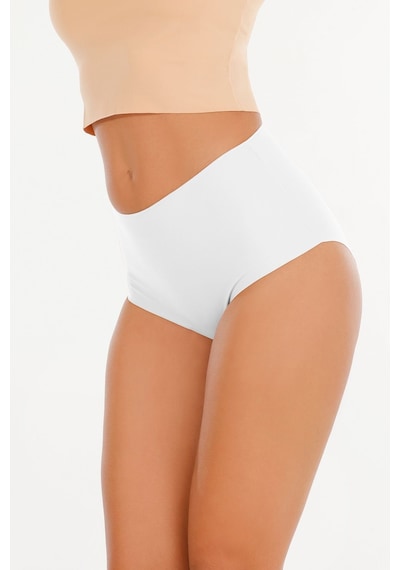 Sensu Kadın Yüksek Bel Dikişsiz Lazer Kesim Külot Beli Lastikli 3'lü Set Beyaz Model3