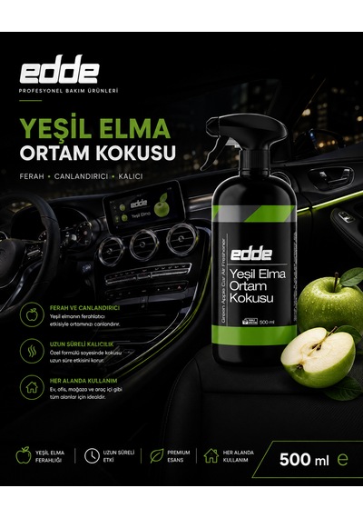 Edde Yeşil Elma Kokulu Araba Araç Oto Ortam Kokusu Araç Içi Kokuları Oto Parfümü 500 Ml Oto Detailing