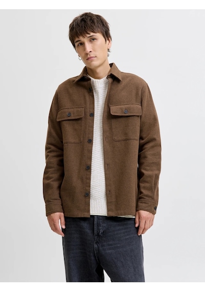 Jack & Jones Jack&jones Jprrayle Melange Solid L/s Erkek Gömlek 12286840 Kahverengi