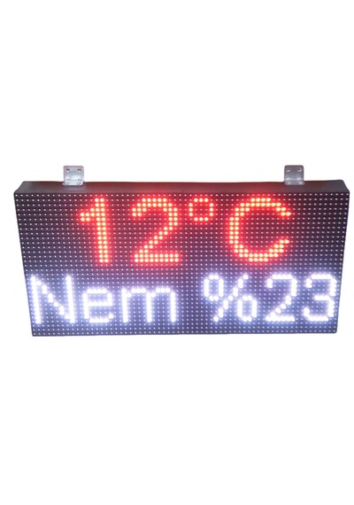 32x64cm P10 Rgb Led Saat Tarih Sıcaklık Nem Göstergesi