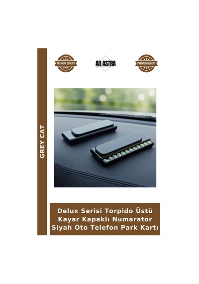 Delux Serisi Torpido Üstü Kayar Kapaklı Numaratör Siyah Oto Telefon Park Kartı