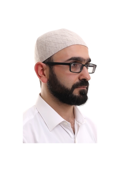 Krem Kışlık Çapraz Desenli Dokuma Takke