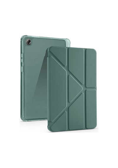 Maks Technology Lenovo Tab One 8.7 Tb-305fu Kılıf Mkst Tri Folding Kalem Bölmeli Standlı Kılıf - Koyu Yeşil Tablet Kılıfı