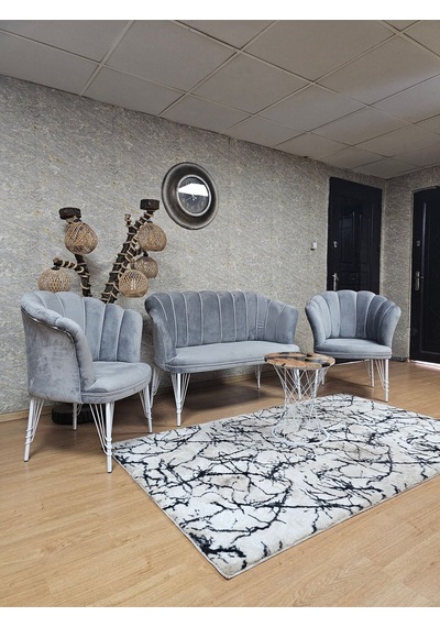 Beyaz Boyalı Tel Ayak Papatya Çay Seti Koltuk Takımı , Balkon, Sa 001
