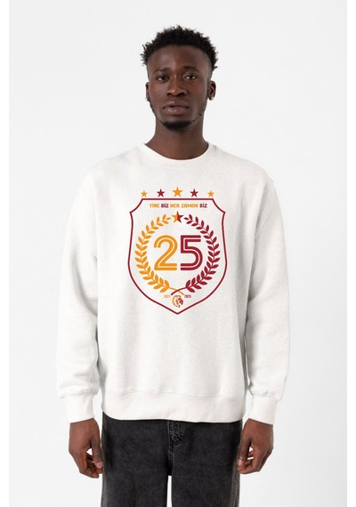 25 Şampiyonluk Yine Biz Beyaz Erkek 2ip Sweatshirt Beyaz