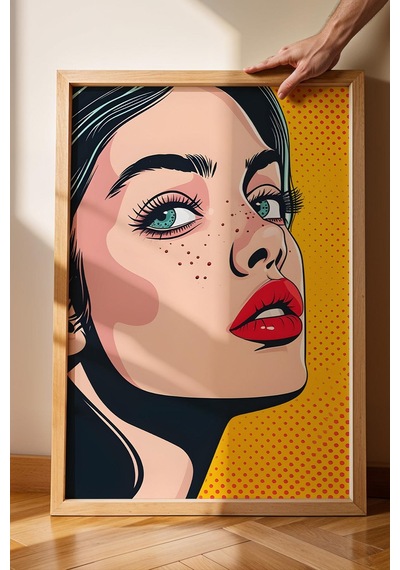Pop Art Kadın Portresi Çerçeveli Tablo - Pop Art Poster Tablo