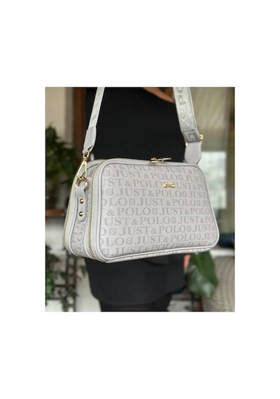 Just Polo Kadın Günlük Kullanıma Uygun Baskılı Ayarlanabilir Askılı Şık Omuz Çantası Ebat: 26 X 16 Cm Gri 78839733