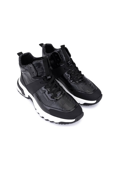 Tamer Tanca Erkek Hakiki Deri Siyah Sneakers & Spor Bot 1093 1401 Erk Bot Sk25-26 Sıyah Prst Siyah