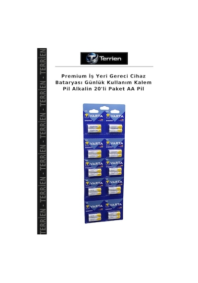 Premium İş Yeri Gereci Cihaz Bataryası Günlük Kullanım Kalem Pil Alkalin 20'li Paket Aa Pil