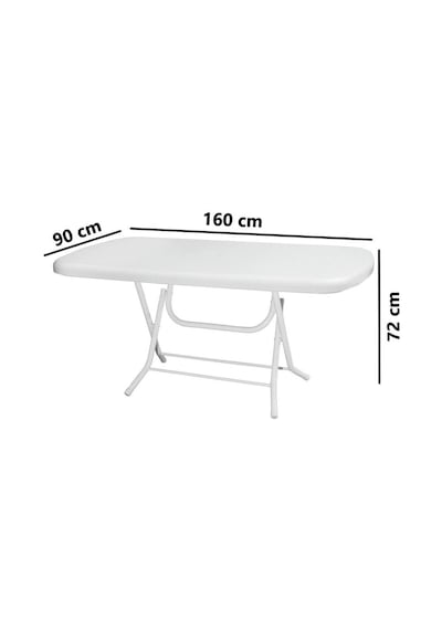 Omnipazar Mt-gfm230 Prima Grande Plastik Dikdörtgen Bahçe Balkon Masa 90x160 Cm Beyaz Beyaz