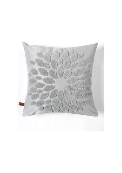 Bohem Özel Tasarım Punch Panç Desen Kare Dekoratif Kırlent Kılıfı 43x43 Cm Flower Gri Diğer