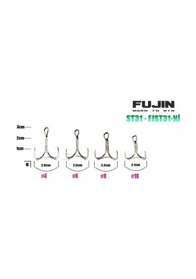 Fujin St31 Üçlü Maket Balık Kancası Nickel - 6