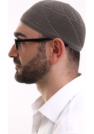Dantel Pamuklu Triko Makine Örme Takke Açık Kahve