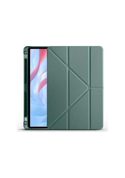 Aksesuarcim Pad X9 11.5' İle Uyumlu Kılıf Silikon Yumuşak Kalem Bölmeli Esnek 4 Farklı Stand Olabilen Tablet Kılıfı Koyu Yeşil Sku: Zeusb0fhj5tv2s Arka Kapak