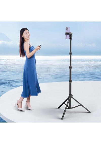Tr Bluetooth Kumandalı Alüminyum Tripod Işık Standı 180 Cm Telefon Tutucu Stand Yüksek Açı Çekim Canlı Yayın