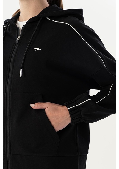Maraton Comfort Kadın Kapüşonlu Siyah-beyaz Tracktop Siyah-beyaz
