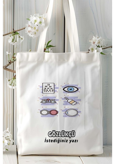 Art Hediye Gözlükçü Baskılı Bez Omuz Çantası Kişiye Özel Model 15 Çok Renkli