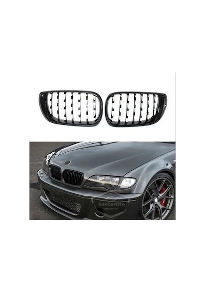 Bmw 3 Serisi E46 Lcı 2002-2005 Uyumlu Ön Panjur Böbrek Krom Izgara Diamond İthal Piano Black 1.sınıf Sağ Sol Takım