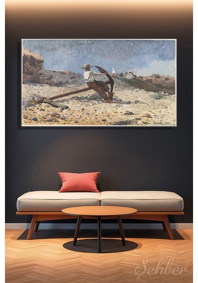 Winslow Homer'ın "boy With Anchor" Adlı Eseri Yatay Kanvas Tablo 4691 Çok Renkli
