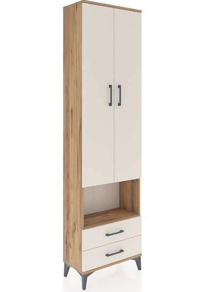 Arges Dolap 5 Raflı 2 Çekmeceli 2 Kapaklı 60x30x221 Çam-aytaşı Çam