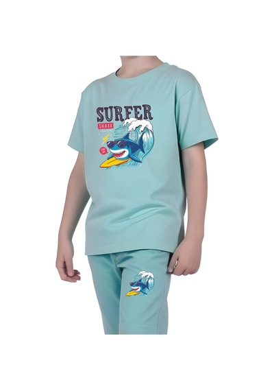 Fyk Kids Erkek Çocuk Tişört-kapri Baskılı Alt-üst Takım Mint Yeşil Fyk Kids Erkek Çocuk Tişört-kapri Baskılı Alt-üst Takım Mint Yeşil