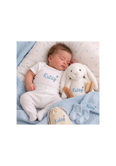 P&m Gift Shop İsme Özel Yenidoğan Bebek Seti Premium Mavi