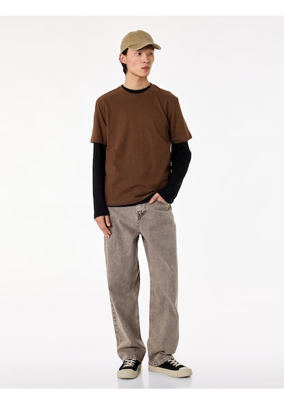 Koton Regular Fit Bisiklet Yaka Pamuklu Basic Kısa Kollu Tişört Kahverengi 6sam10011mk Kahve