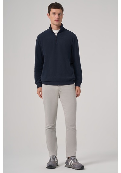 Morven Erkek Lacivert Fermuarlı Bato Yaka Dynamic Fit Sweatshirt 26ks063002200 Lacivert