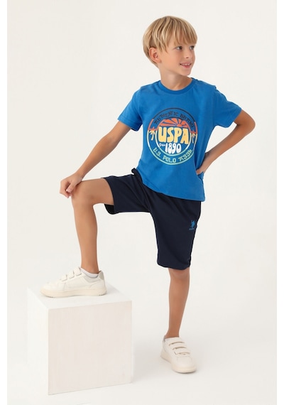 U.S. Polo Assn. Lisanslı Crew Neck Cobalt Erkek Çocuk Bermuda Takım 5274-43147 Cobalt