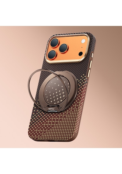 Apple iPhone Uyumlu  17 Pro Max Kılıf Raptic 2in1 Bundle Kit Aramid Skin Serenity Serisi Stand Ve Kapak Kahverengi