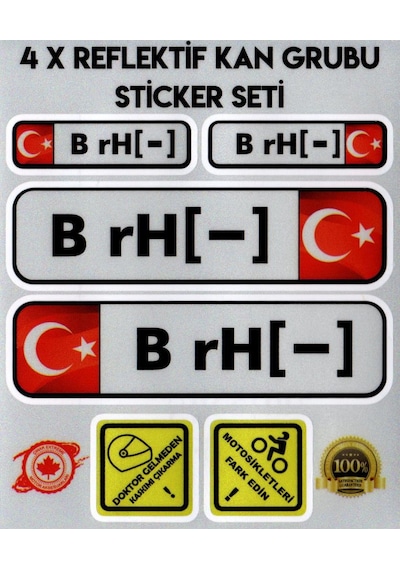 TR B rH - Reflektif Kan Grubu Seti Sticker Çınar Extreme