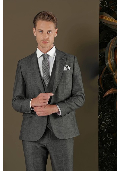 Efor Tk 876 Slim Fit Füme Klasik Takım Elbise Füme