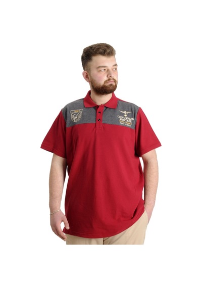 Mode Xl Büyük Beden Erkek T-Shirt Polo Mılıtare 23327 Bordo 001