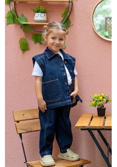 Oliven The Kid Oliventhekid Unisex Beli Lastikli Cepli Balon Kot Pantolon Mavi Mavi