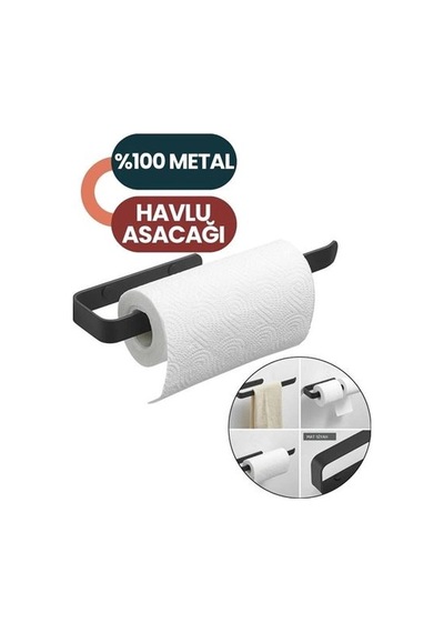 Mat Siyah Metal Mutfak & Banyo Düzenleyici Askı Kendinden Yapışkanlı 717077