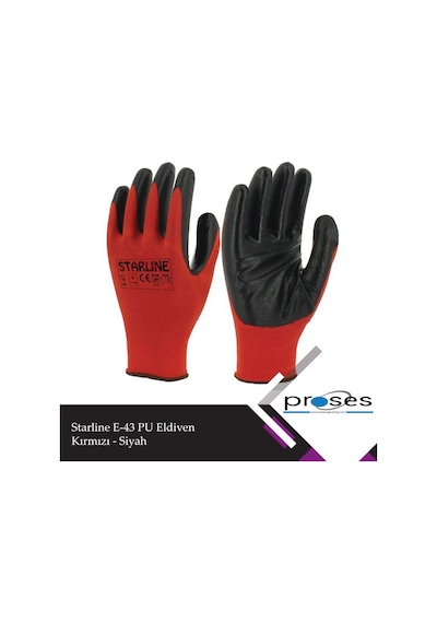 Starline E-43 Nitril Eldiven Kırmızı-Siyah 12 Çift 9