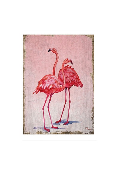 Bedeko Pembe Flamingolar Model Ahşap Tablo 50 Cm X 70 Cm