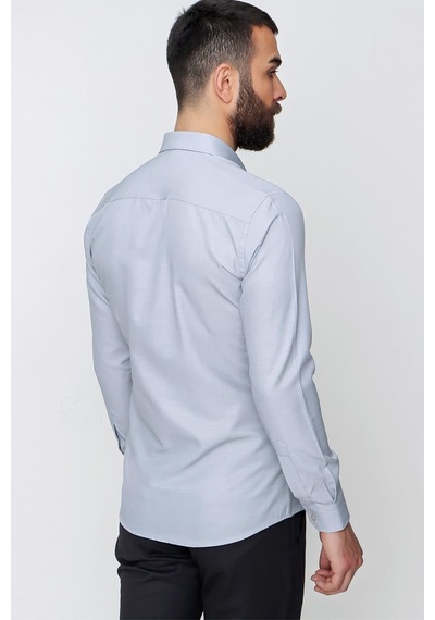 Efor Slim Fit Pamuk Saten Klasik Gri Gömlek Gk 604 Gri