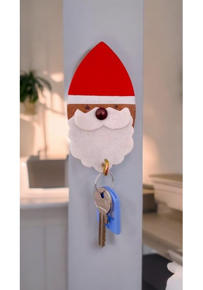 Noel Baba Ahşap Tekli Askı Renkli