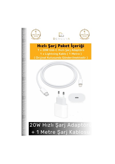 Şarjadaptör 20w Hızlı Şarj Adaptör Seti Lightning Data Type C Kablosu 7 8 X 11 12 13 14 15 Plus Pro